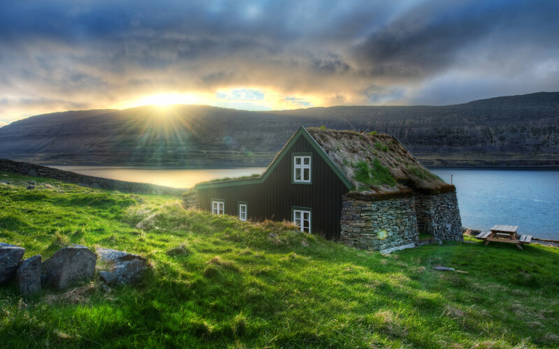 Grass-roofed House