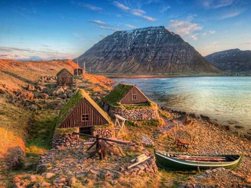 Grass-roofed Huts