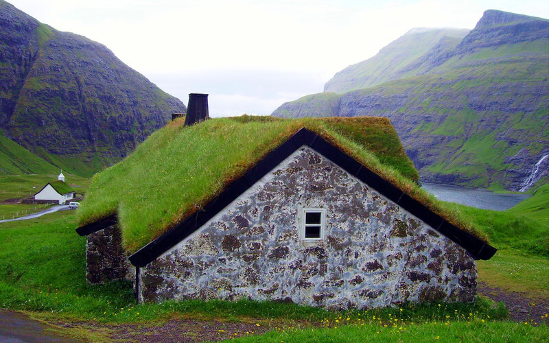 Grass-roofed Stone House