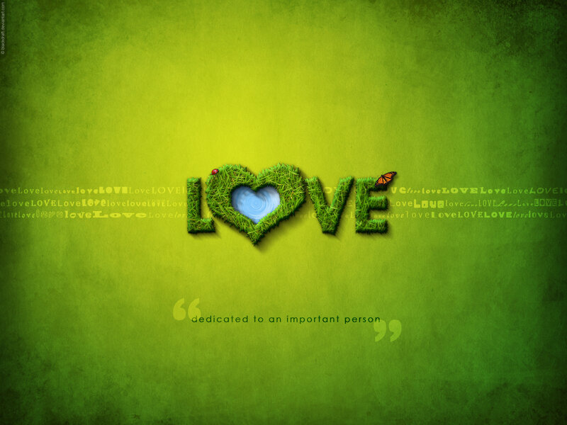 Grass-textured Word Love — Green