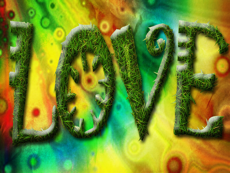 Grass-textured Word Love
