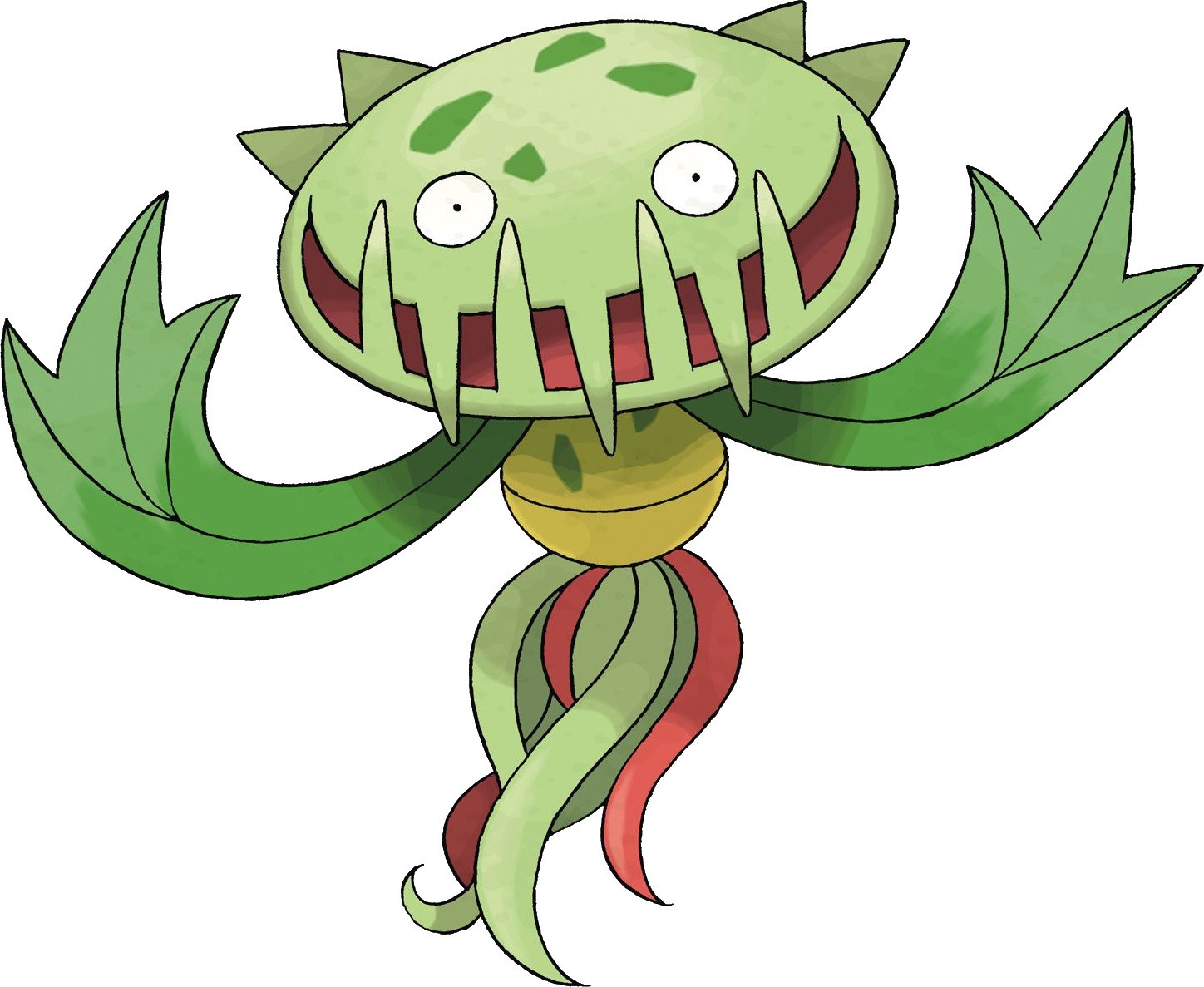 Grass-type Pokémon with sharp teeth