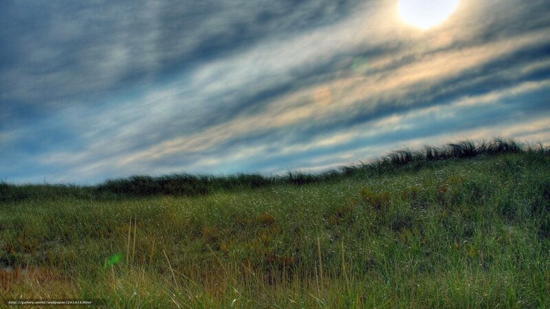 Grassy Dune under Cloudy Sky — Green, Dramatic