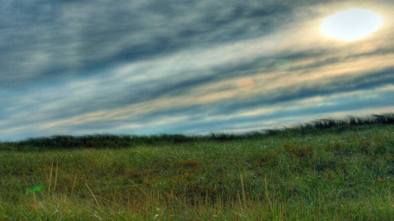 Grassy Dune under Cloudy Sky