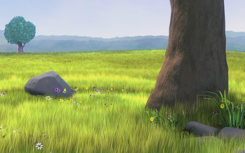 grassy field with tree