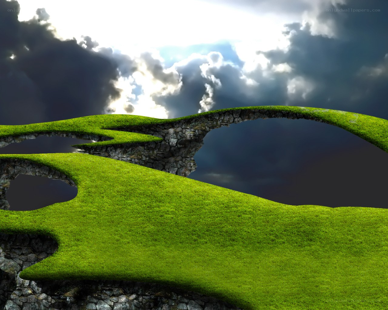 Grassy floating islands