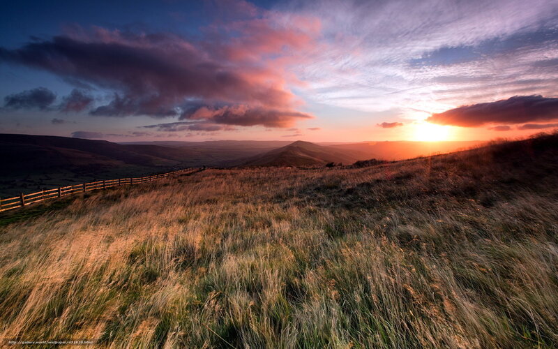 Grassy Hill at Sunset — Orange