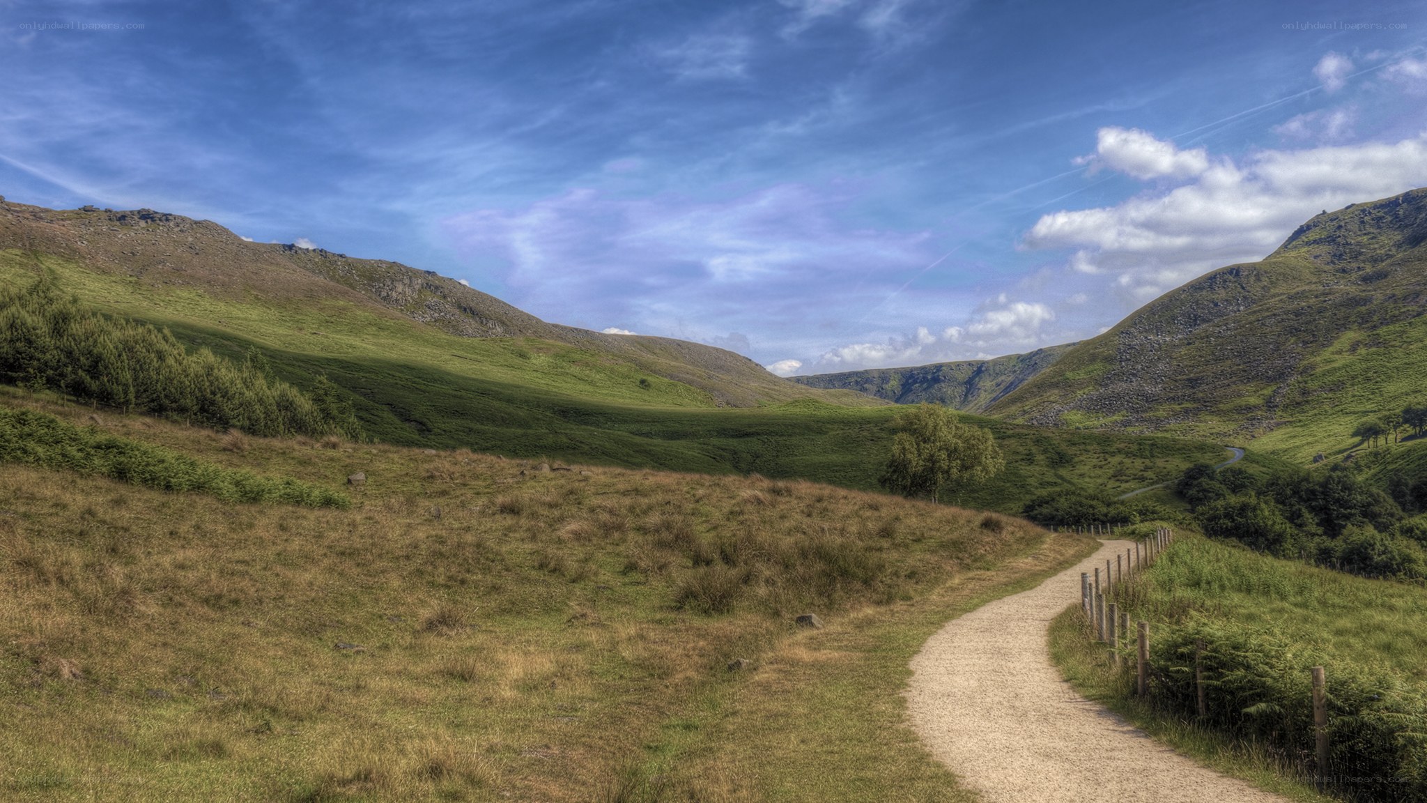 Grassy path through a valley
