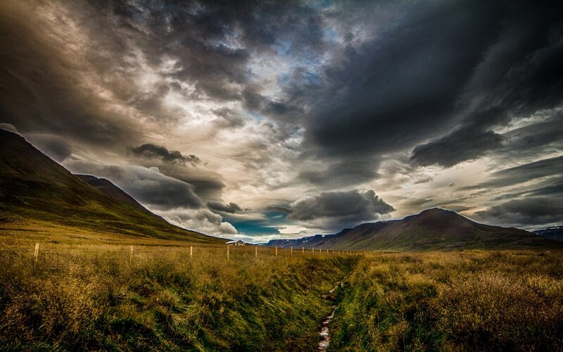 Grassy Valley with Mountains