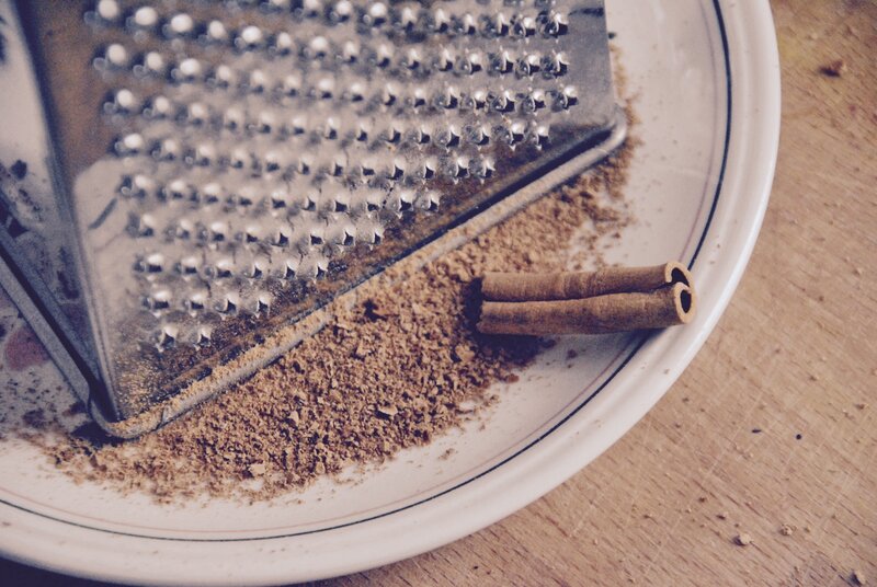 grated cinnamon on a plate
