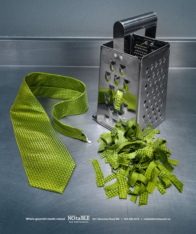 Grated tie advertisement