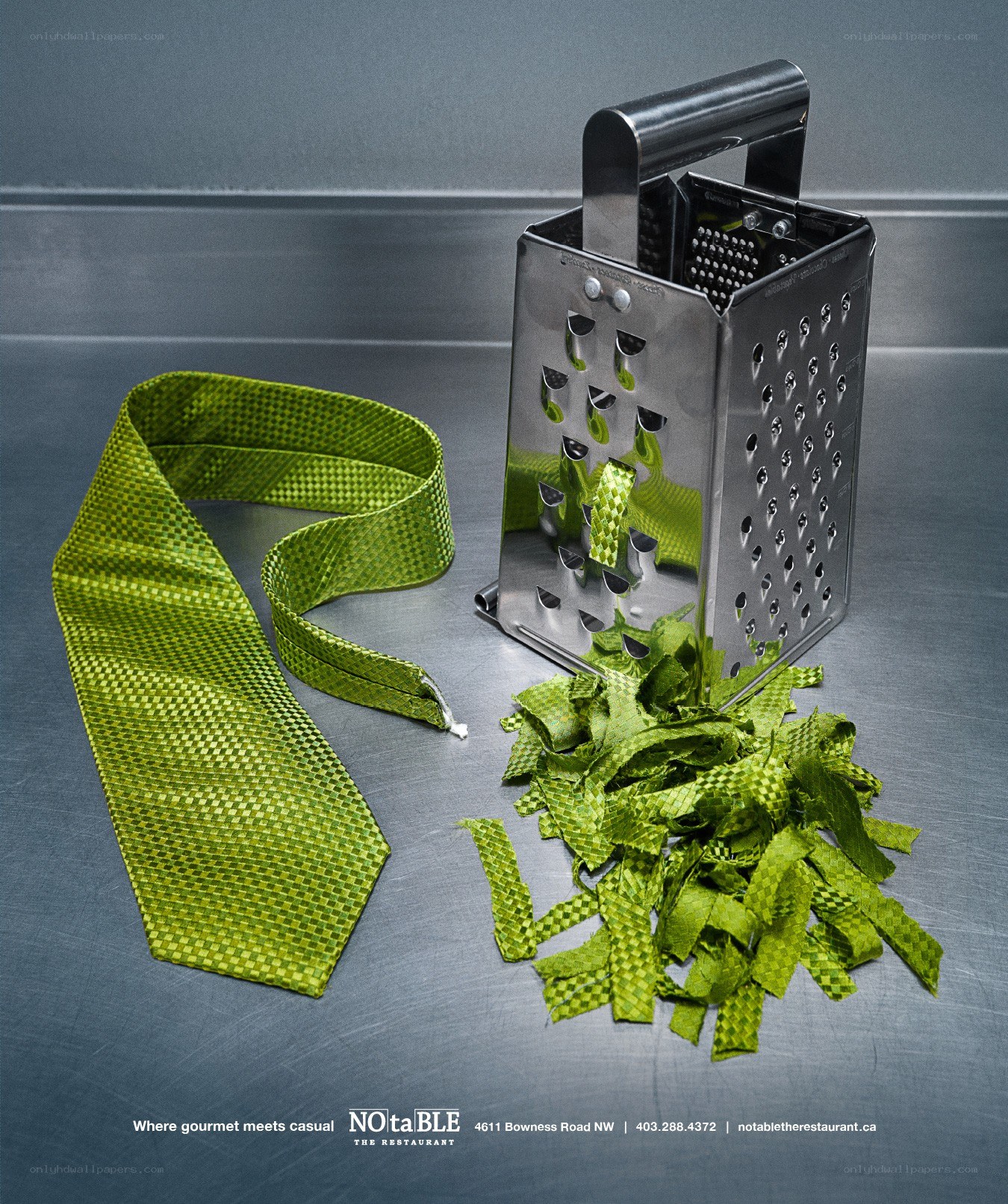 Grated tie advertisement