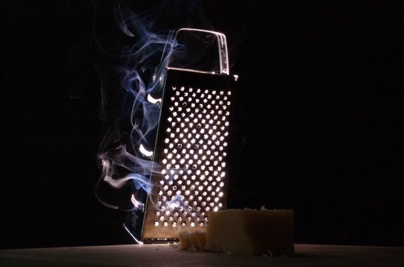 Grater with smoke and cheese