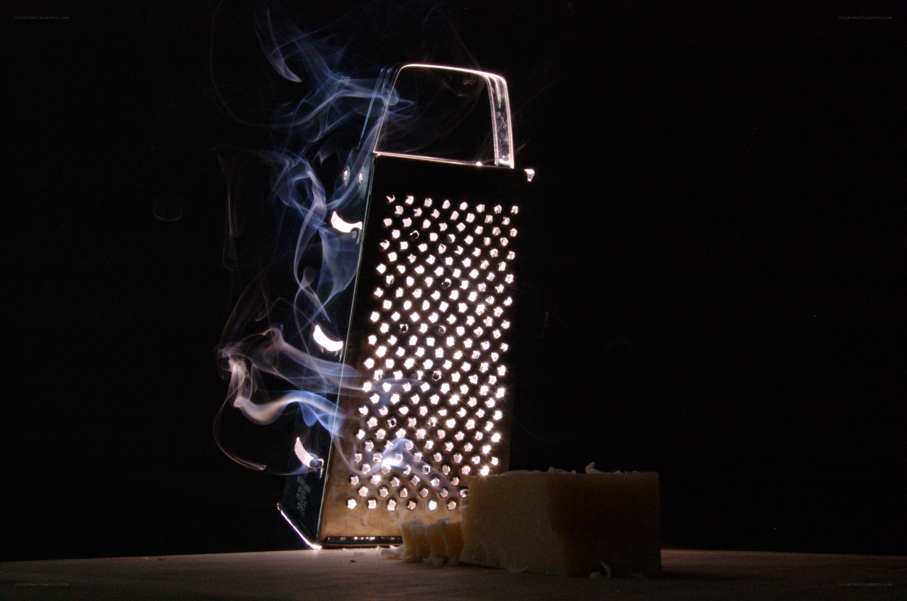 Grater with smoke and cheese