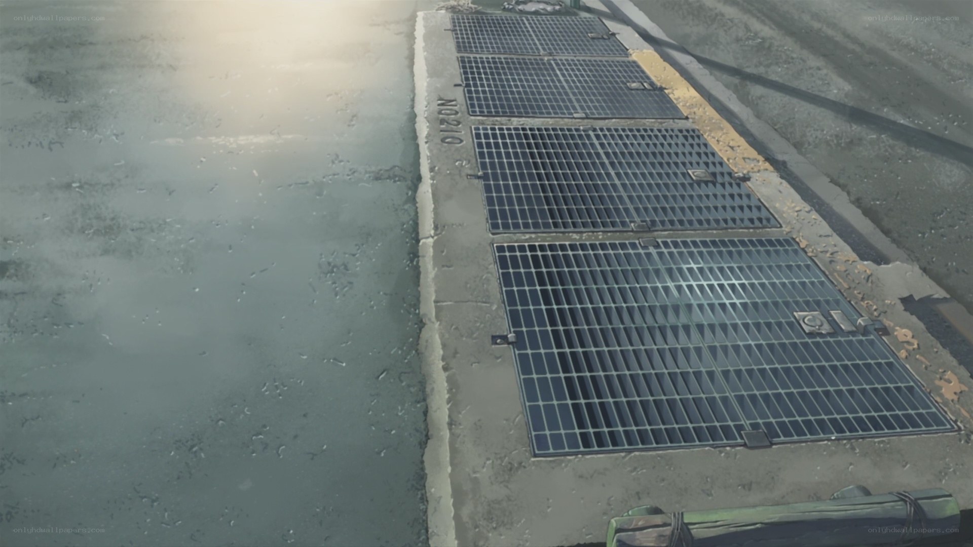 grates on a concrete path