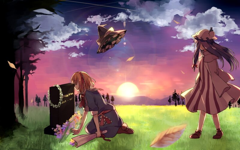 Grave at sunset