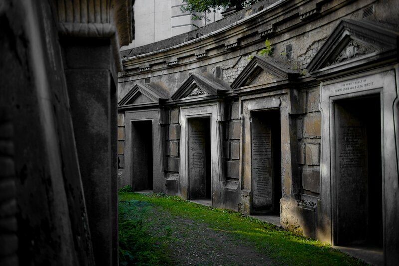 Grave vaults in a cemetery
