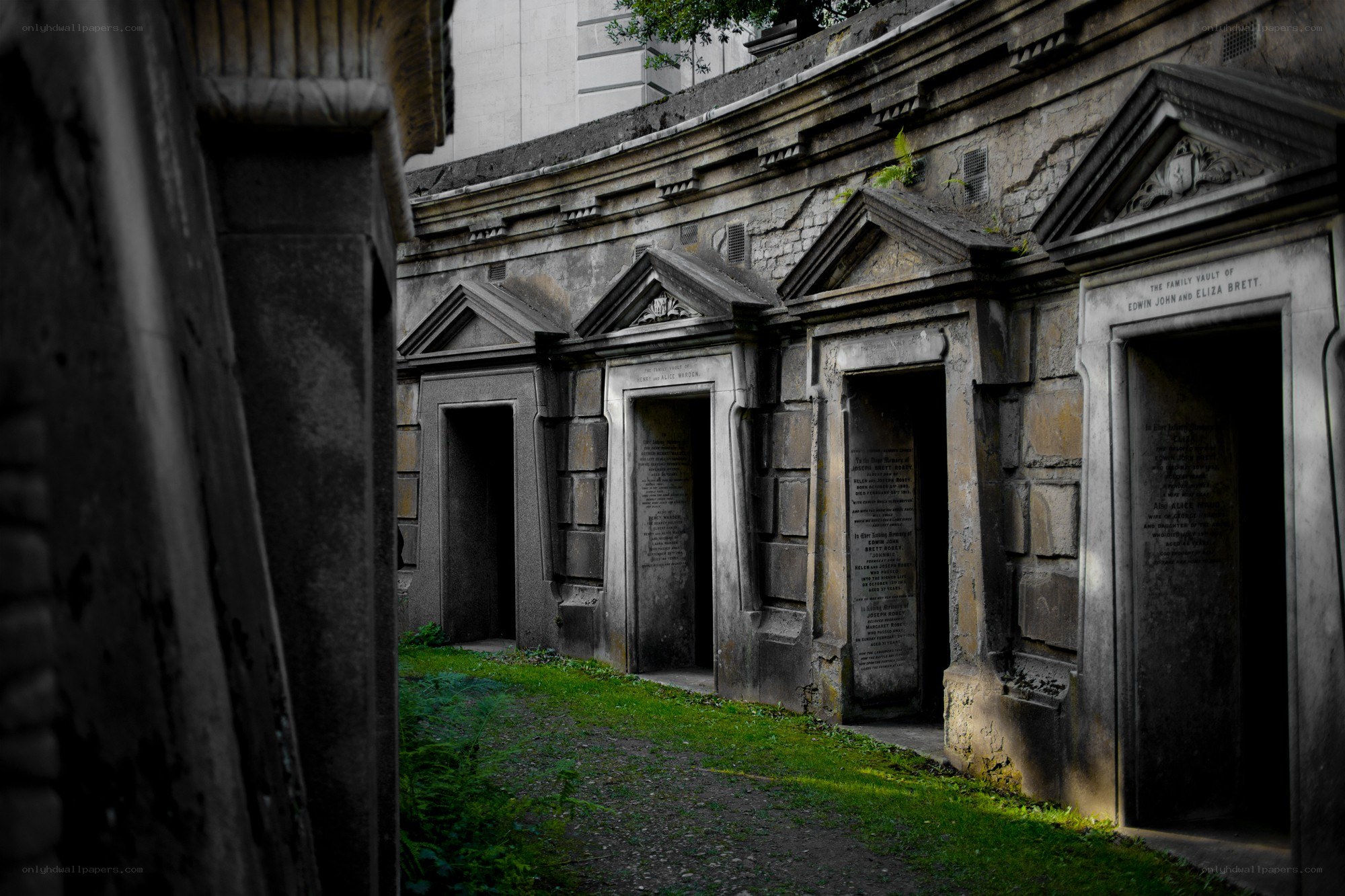 Grave vaults in a cemetery