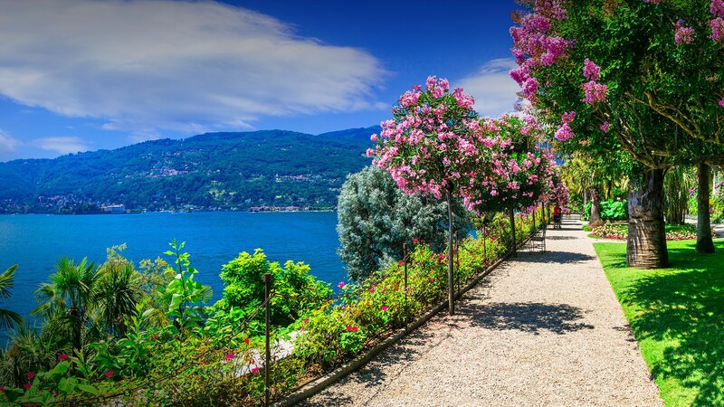 Gravel Path by Lake — Blue, Serene
