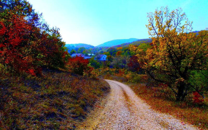Gravel Path in Autumn — Red