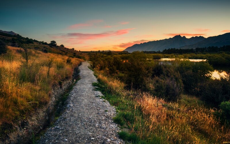 Gravel Path in Valley — Orange