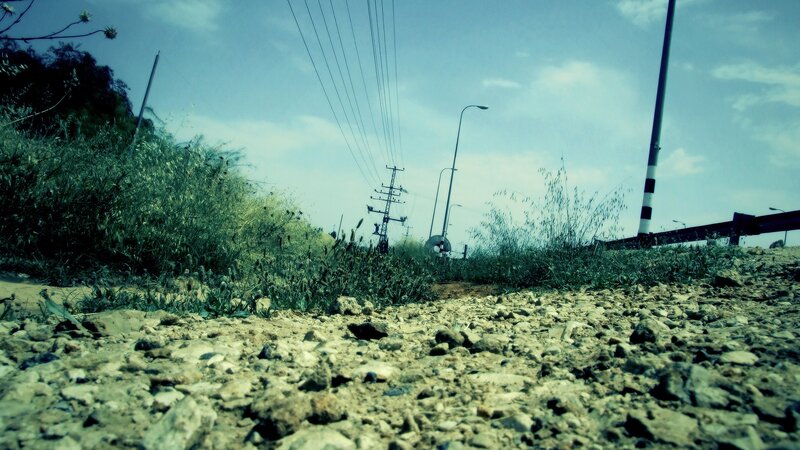 gravel path near power lines