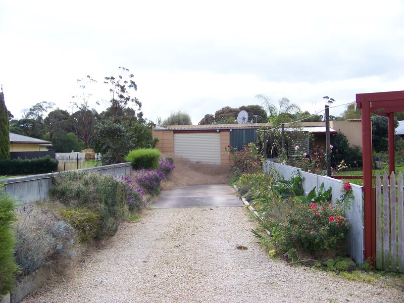 gravel path to garage
