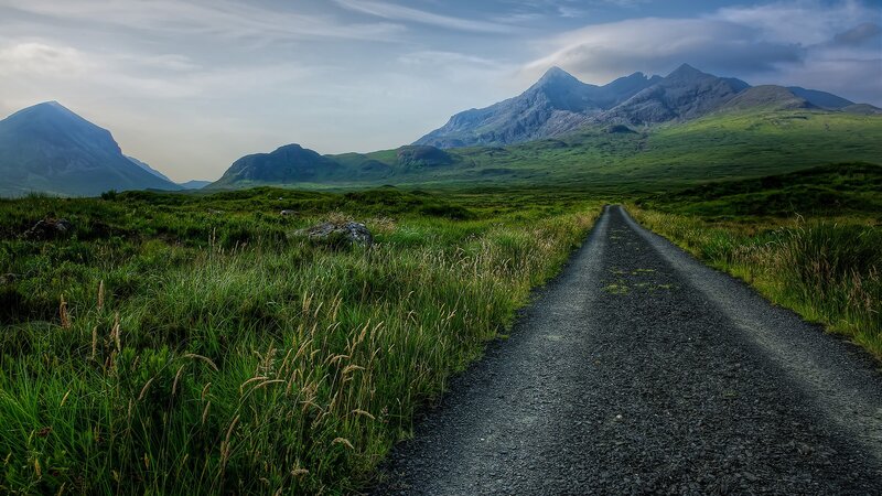 Gravel Road in Mountains — Green, Serene