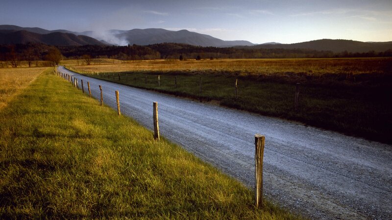 Gravel road in rural valley