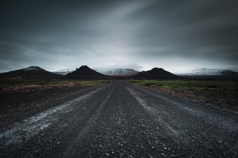 Gravel Road in Volcanic Landscape
