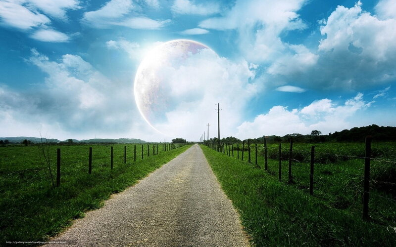 Gravel Road with Planet — Green