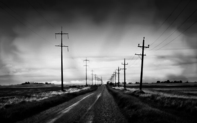 Gravel Road with Power Lines