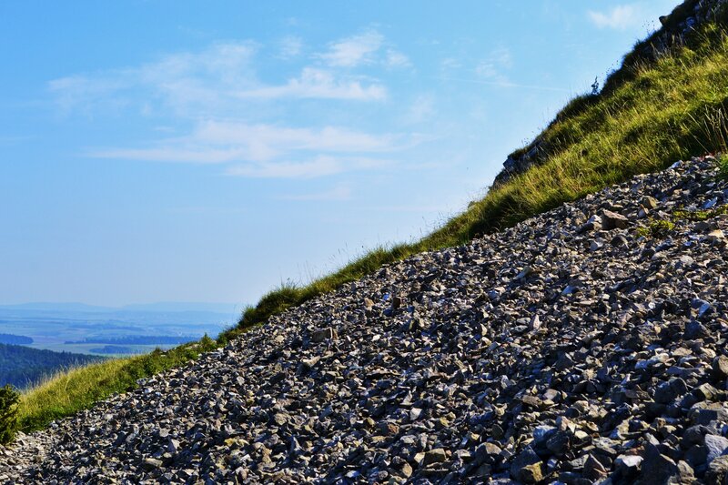 Gravel slope on a sunny day
