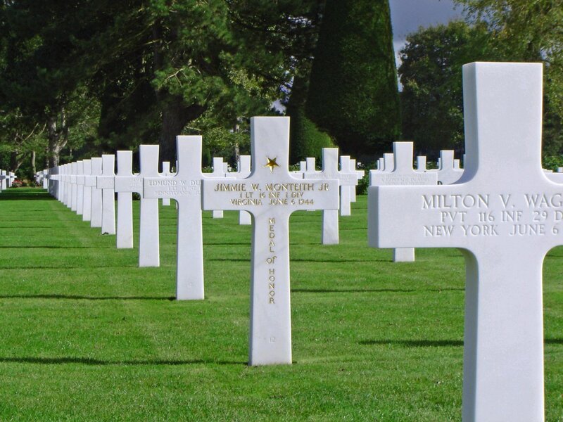 Graves at a military cemetery