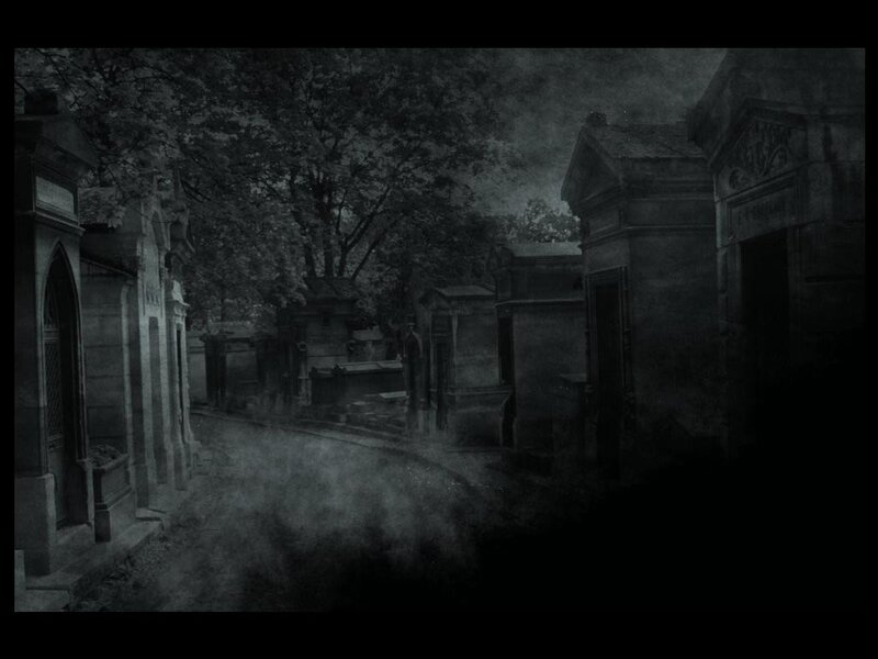 Graves in a Cemetery — Black