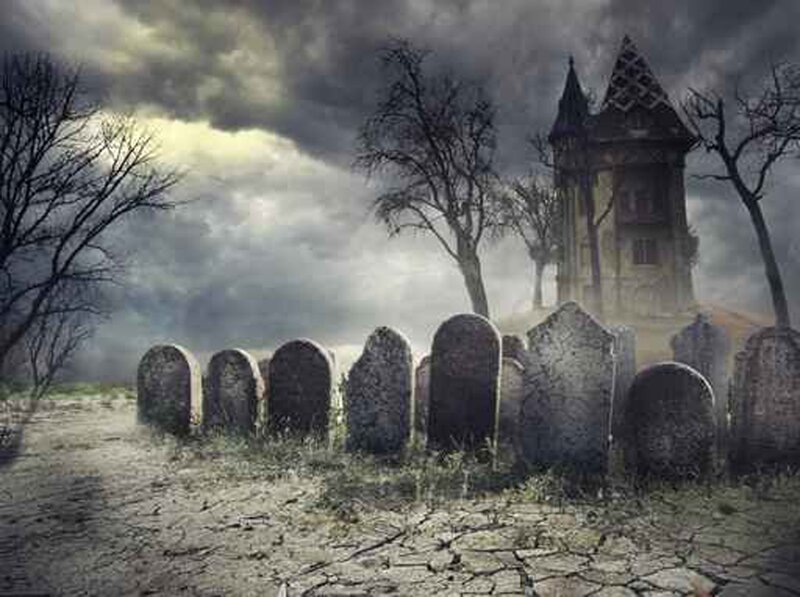 Graves in a Cemetery — Gray, Dark, Gloomy