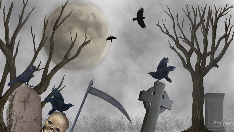 Graves in a Cemetery — Gray