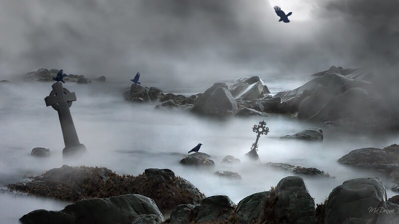 Graves on Rocky Shore