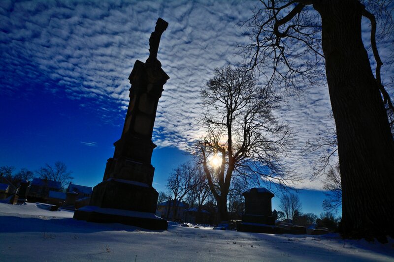 Gravestone in Snow