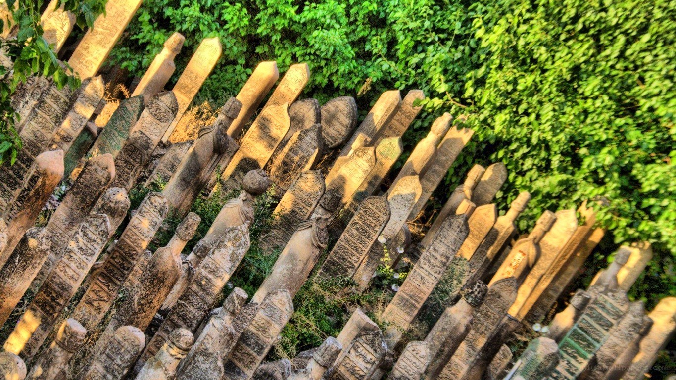 Gravestones in a cemetery