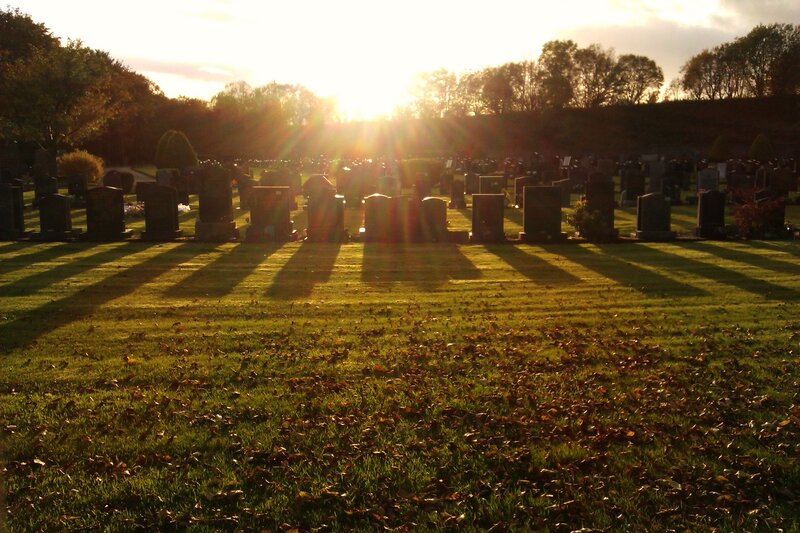 Gravestones in Cemetery — Green, Serene