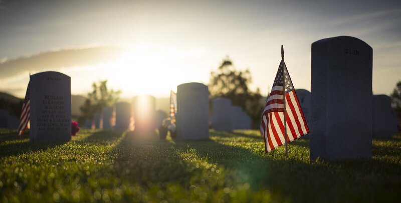 Gravestones in Cemetery — Green, Solemn