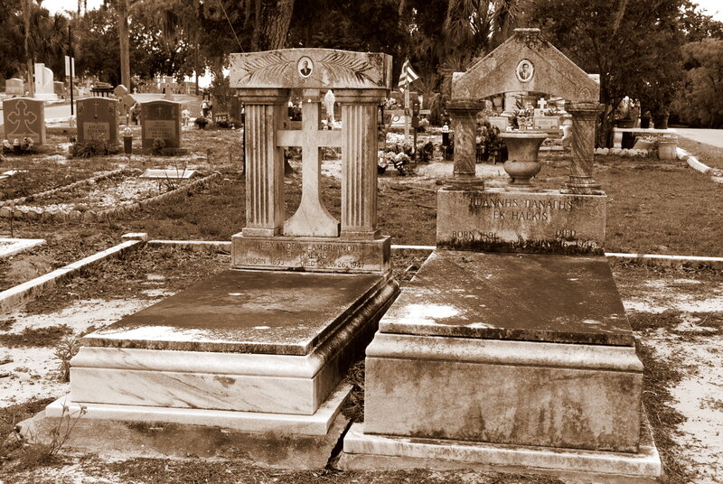 Gravestones in Cemetery — Sepia