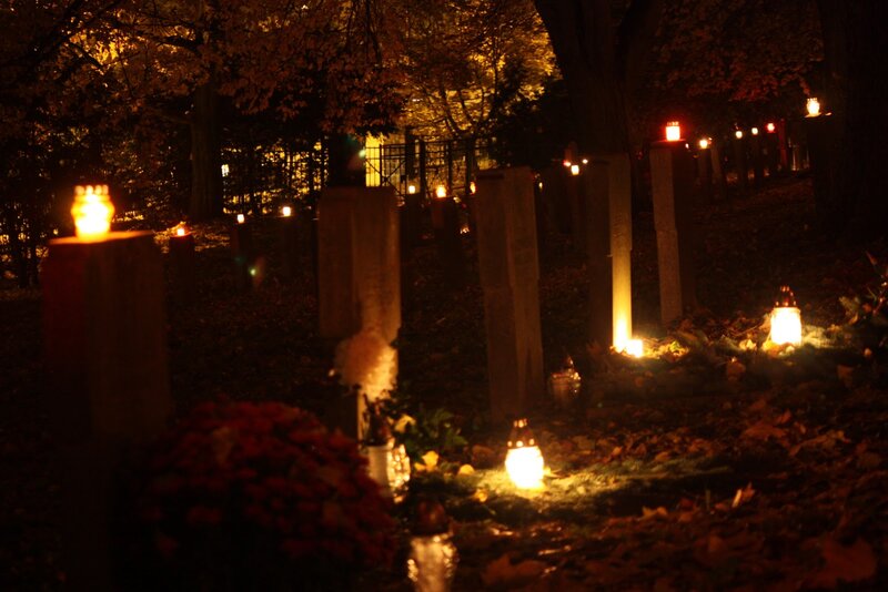 Gravestones with Candles