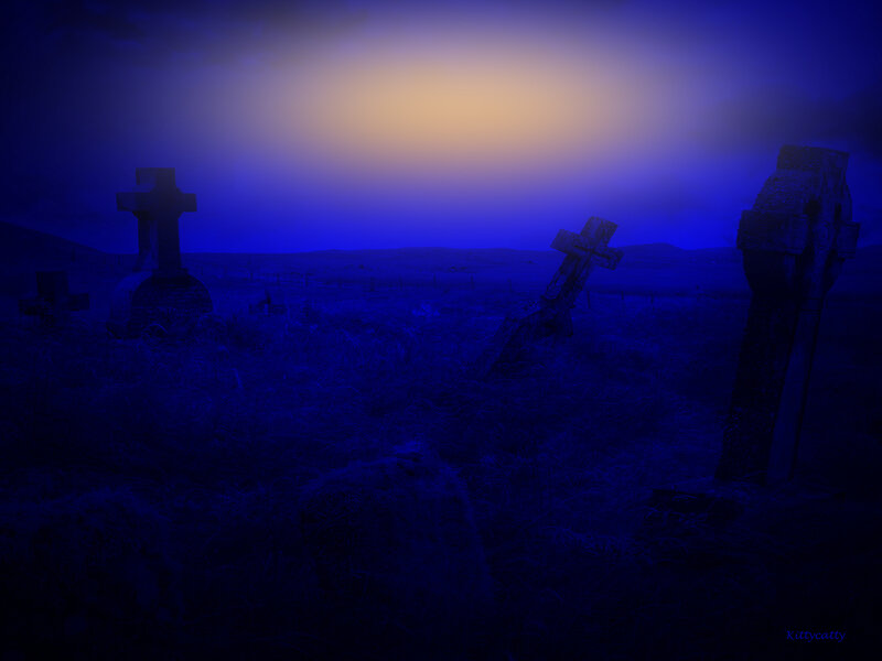 Graveyard at Dusk — Blue