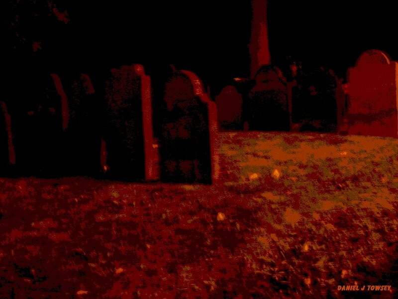 Graveyard at night