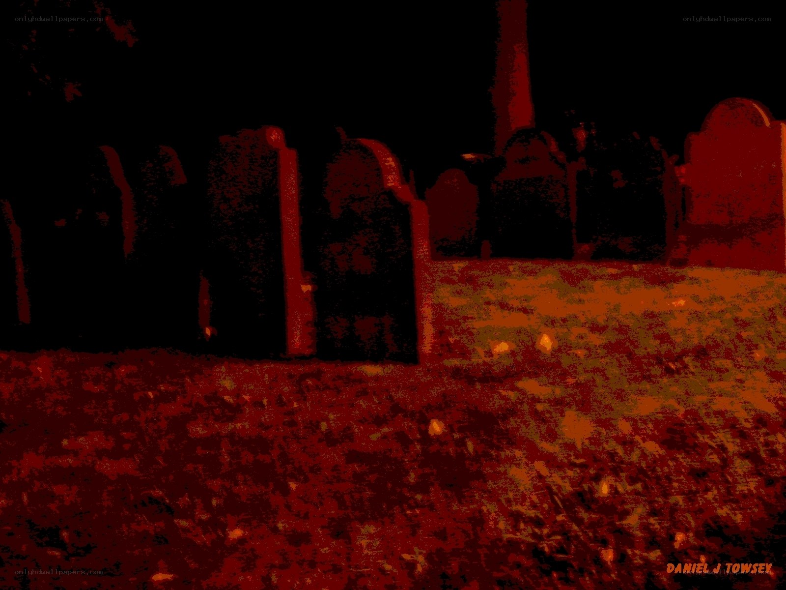 Graveyard at night