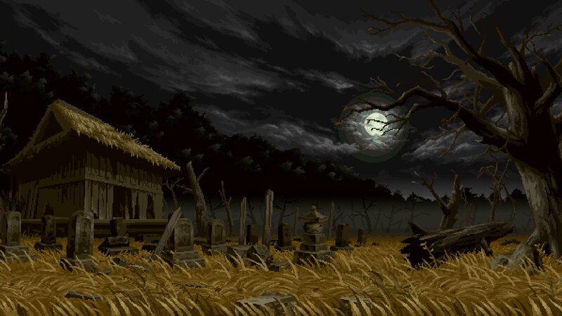 Graveyard at Night — Black, Dark, Eerie