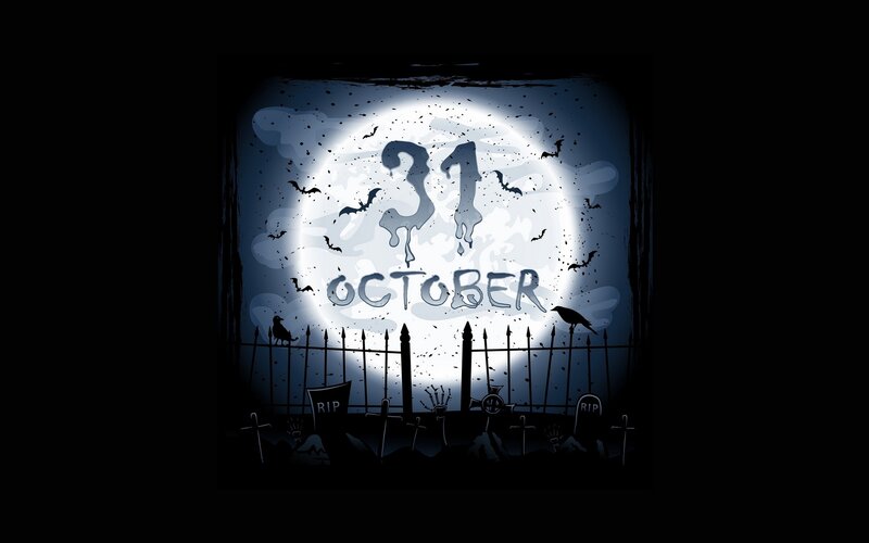 Graveyard at Night — Black, Spooky, Digital Art