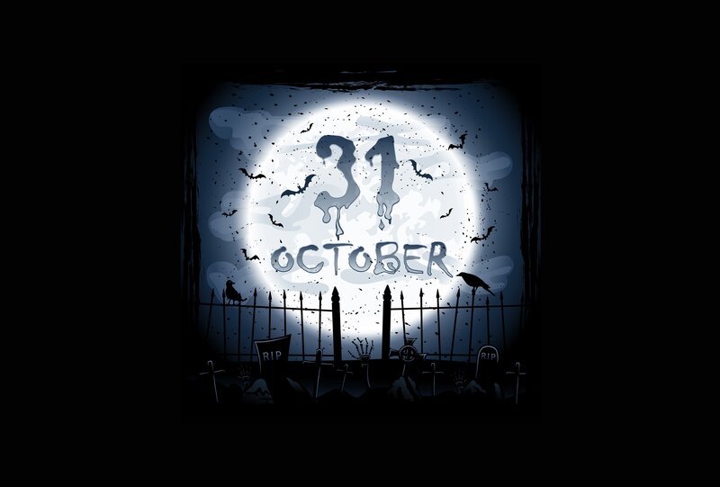 Graveyard at Night — Black, Spooky